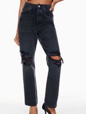 NWOT Agolde 90's Jean High Rise Straight Leg  Button Fly 100% Cotton Black Sz 36